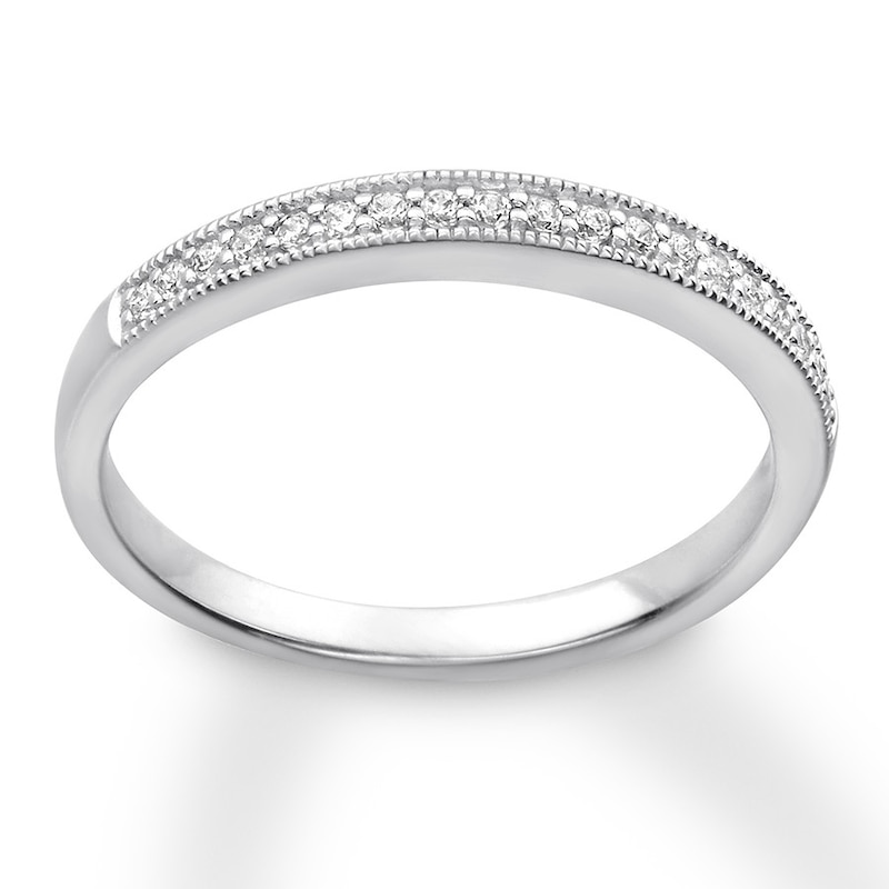Main Image 3 of Previously Owned Diamond Wedding Band 1/8 ct tw Round-cut 10K White Gold Size 7