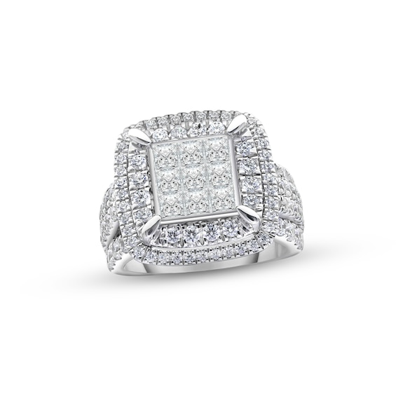 Previously Owned Diamond Engagement Ring 3 ct tw Princess & Round-cut 10K White Gold