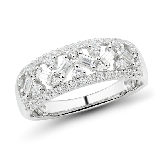 Previously Owned Diamond Ring 1/2 ct tw Baguette & Round-cut 10K White Gold