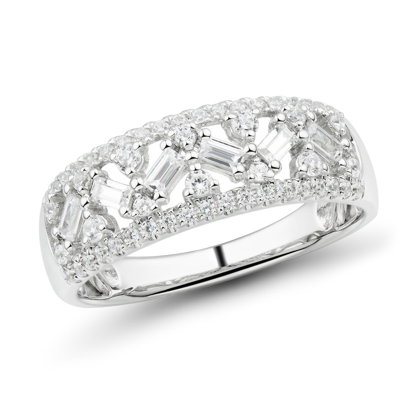 Main Image 1 of Previously Owned Diamond Ring 1/2 ct tw Baguette & Round-cut 10K White Gold