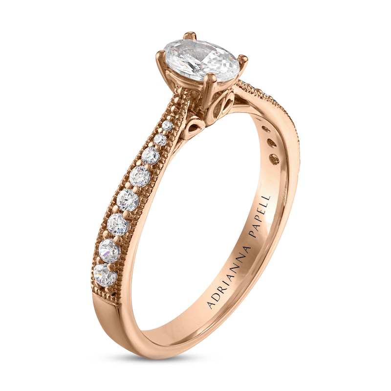 Main Image 2 of Previously Owned Adrianna Papell Diamond Engagement Ring 5/8 ct tw Oval & Round-cut 14K Rose Gold