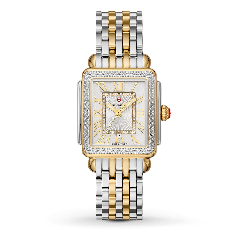 Main Image 1 of Previously Owned MICHELE Women's Deco Madison Mid Two-Tone 18K Gold-Plated Stainless Steel Watch MWW06G000002