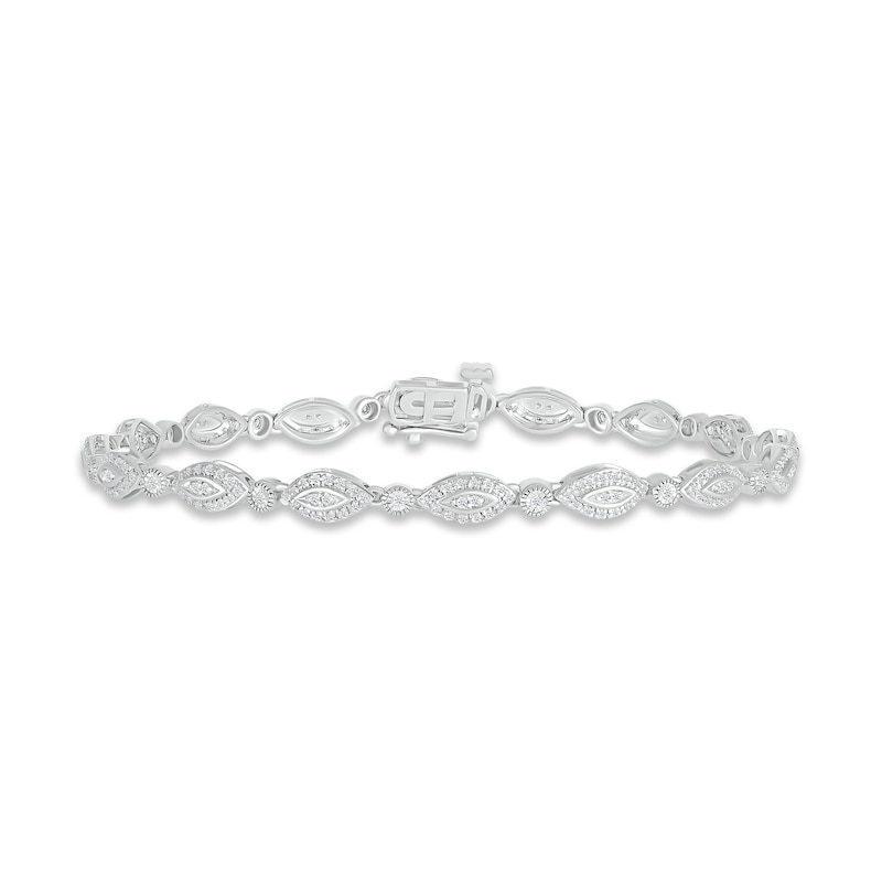 Main Image 1 of Previously Owned Diamond Marquise Line Bracelet 1/2 ct tw Round-cut 10K White Gold 7.25&quot;