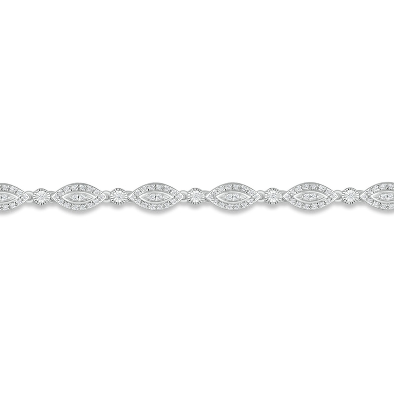 Main Image 2 of Previously Owned Diamond Marquise Line Bracelet 1/2 ct tw Round-cut 10K White Gold 7.25&quot;