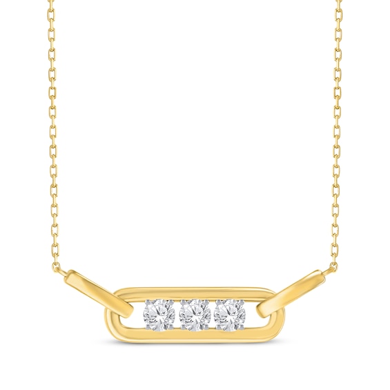 Previously Owned Diamond Three-Stone Necklace 1/3 ct tw Round-cut 10K Yellow Gold 18"