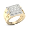 Thumbnail Image 1 of Previously Owned Men's Multi-Diamond Center Square Ring 1 ct tw Round & Baguette-cut 10K Yellow Gold