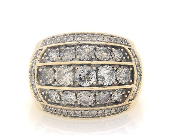 Previously Owned Men's Diamond Ring 3 ct tw Round-cut 10K Yellow Gold