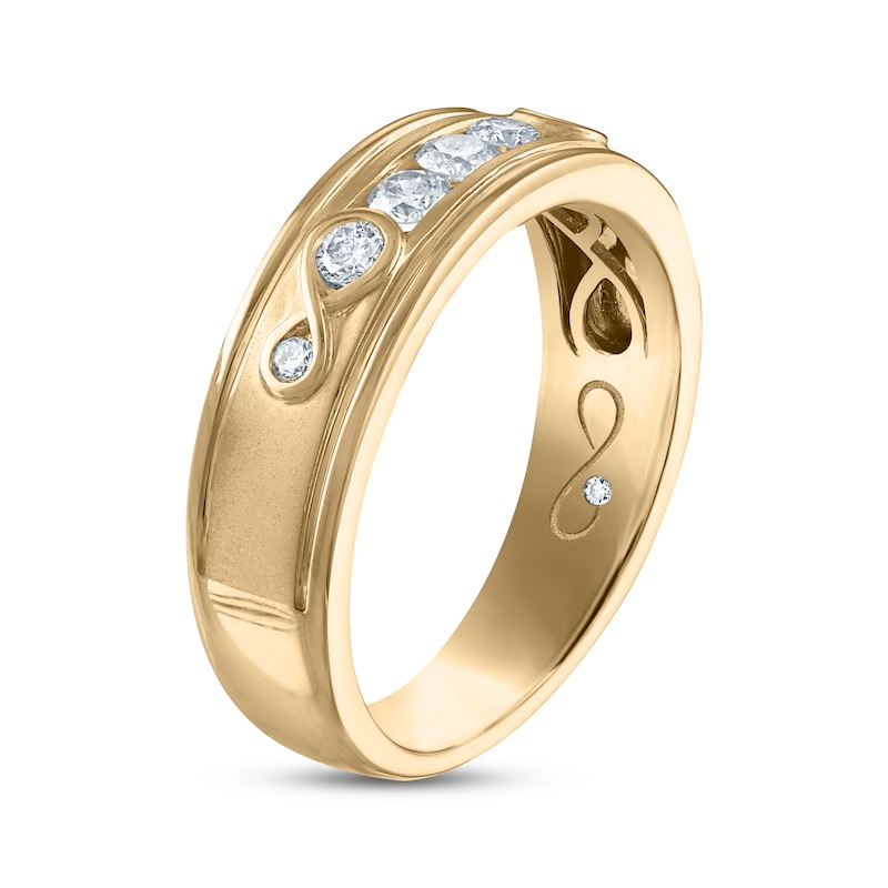 Main Image 2 of Previously Owned Every Moment Men's Diamond Wedding Band 1/2 ct tw 14K Yellow Gold