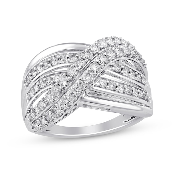 Previously Owned Diamond Crossover Wave Ring 1 ct tw 10K White Gold