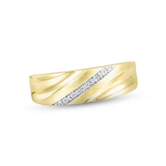 Previously Owned Men's Diamond Accent Wedding Band Round-cut 10K Yellow Gold