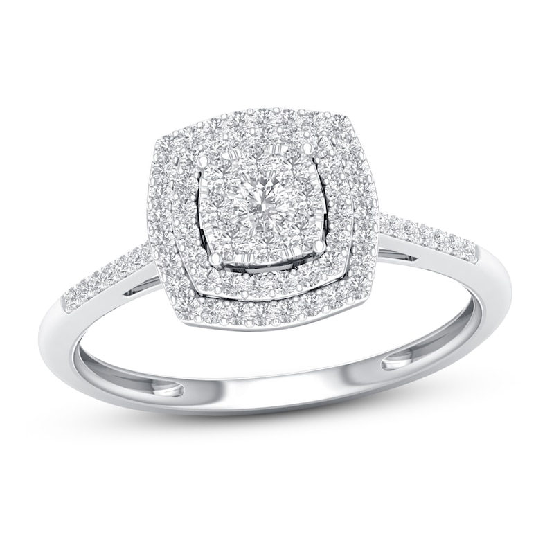 Main Image 1 of Previously Owned Diamond Engagement Ring 1/4 ct tw Round-cut 10K White Gold