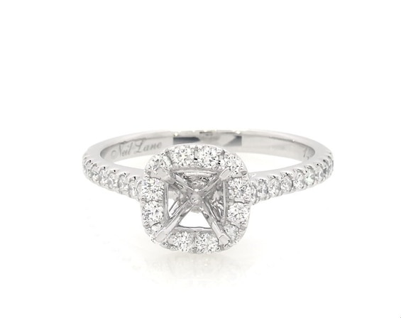 Previously Owned Neil Lane Diamond Halo Engagement Ring Setting 5/8 ct tw 14K White Gold Size 10