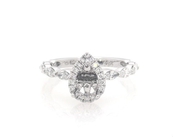 Previously Owned Neil Lane Diamond Pear Halo Engagement Ring Setting 1/2 ct tw 14K White Gold Size 4.5