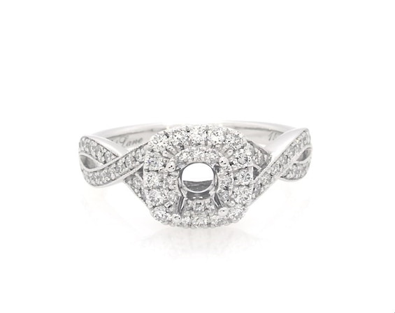 Previously Owned Neil Lane Diamond Double Halo Engagement Ring Setting 1/2 ct tw 14K White Gold 5.5