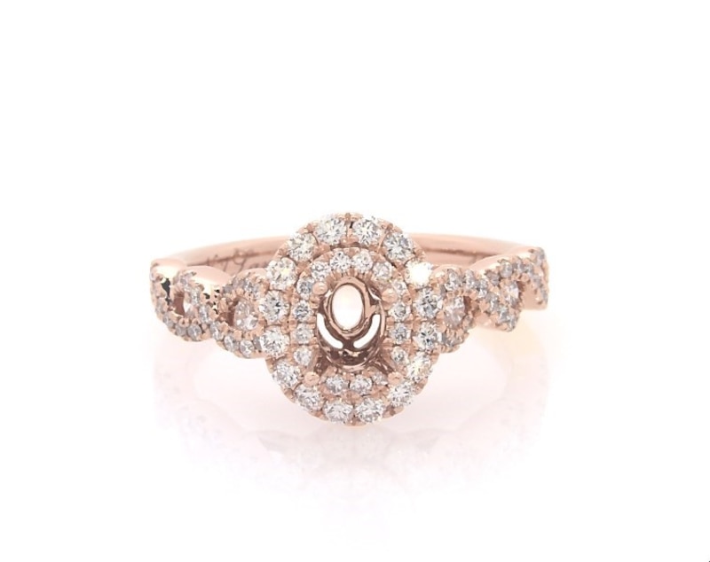 Main Image 1 of Previously Owned Neil Lane Diamond Double Halo Engagement Ring Setting 1-1/6 ct tw 14K Rose Gold Size 5.75