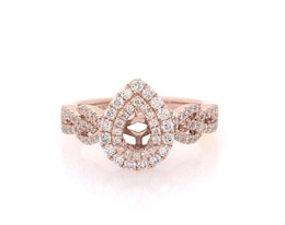 Previously Owned Neil Lane Diamond Double Halo Engagement Ring Setting 1/2 ct tw 14K Rose Gold Size 5.5