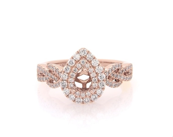 Previously Owned Neil Lane Diamond Double Halo Engagement Ring Setting 1/2 ct tw 14K Rose Gold Size 5.5