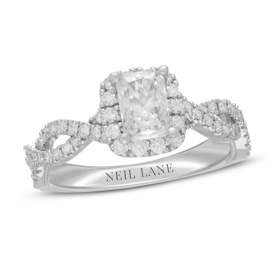 Previously Owned Neil Lane Diamond Engagement Ring -1/4 ct tw Radiant & Round 14K White Gold