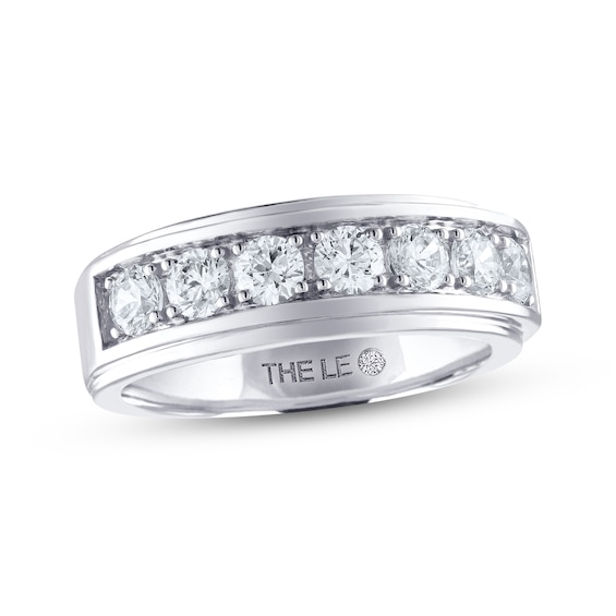 Previously Owned Men's THE LEO Diamond Wedding Band 1-1/2 ct tw Round-cut 14K White Gold