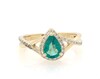 Thumbnail Image 1 of Previously Owned Pear-Shaped Natural Emerald & Diamond Halo Twist Shank Ring 1/5 ct tw 10K Yellow Gold