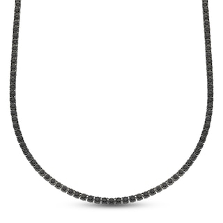 Previously Owned Men's Black Diamond Necklace 8 ct tw Round-cut Sterling Silver 20"