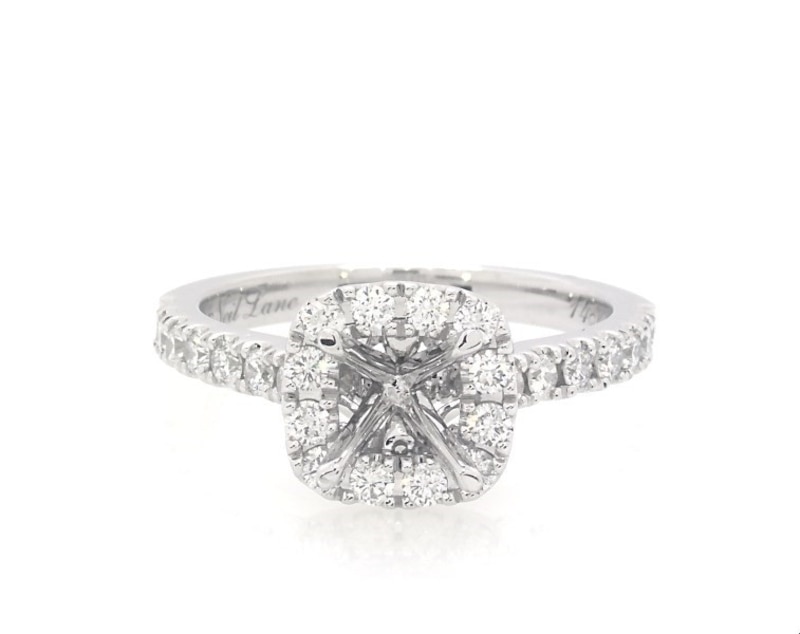 Previously Owned Neil Lane Diamond Cushion Halo Engagement Ring Setting 5/8 ct tw 14K White Gold Size 8