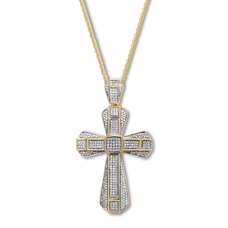 Main Image 1 of Previously Owned Men's Diamond Cross 1 Carat tw 10K Yellow Gold