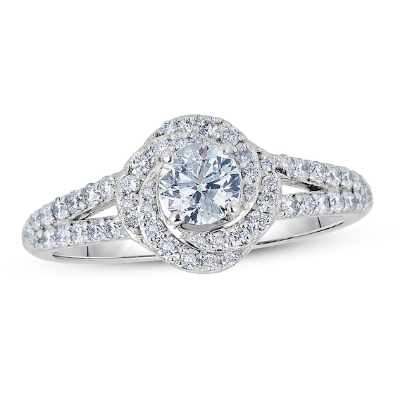 Previously Owned Diamond Engagement Ring 7/8 ct tw Round-cut 14K White Gold