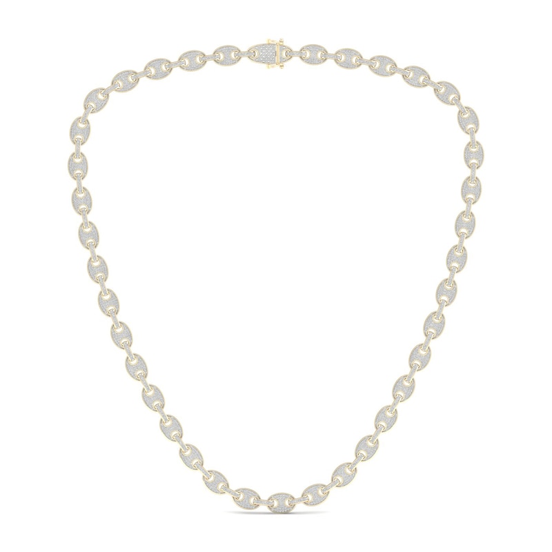 Main Image 1 of Previously Owned Men's Diamond Mariner Necklace 4 ct tw Round-cut 10K Yellow Gold 22&quot;