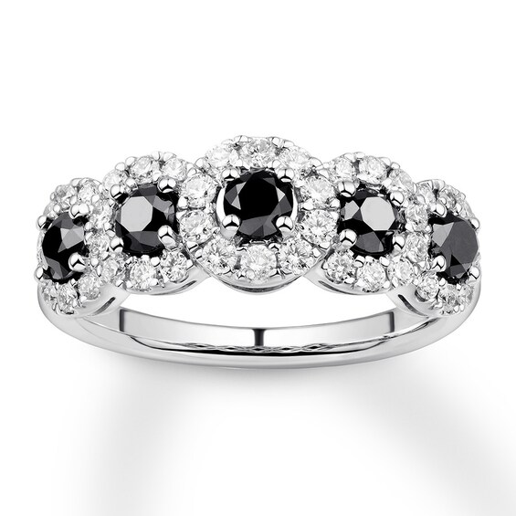 Previously Owned Black & White Diamond Anniversary Band 1-1/2 ct tw 14K White Gold