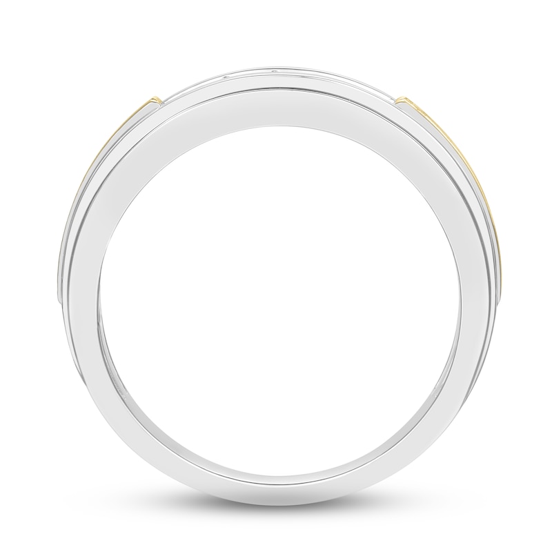 Main Image 3 of Previously Owned Men's Diamond Wedding Band 1/4 ct tw Round-cut 10K Two-Tone Gold