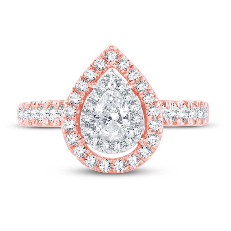 Main Image 3 of Previously Owned Diamond Engagement Ring 1 ct tw Pear & Round 14K Rose Gold
