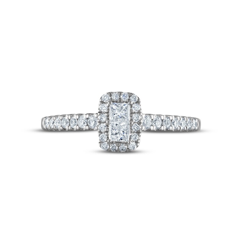Main Image 3 of Previously Owned Multi-Diamond Engagement Ring 1/2 ct tw Princess & Round-cut 14K White Gold