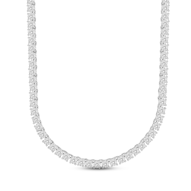 Main Image 1 of Previously Owned Men's Diamond Tennis Necklace 3 ct tw Round-cut 10K White Gold 20&quot;