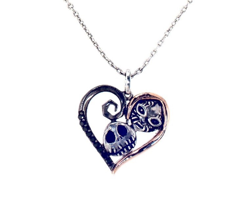 Main Image 1 of Previously Owned Disney Treasures The Nightmare Before Christmas Diamond Necklace 1/15 ct tw Sterling Silver & 10K Rose Gold 19&quot;
