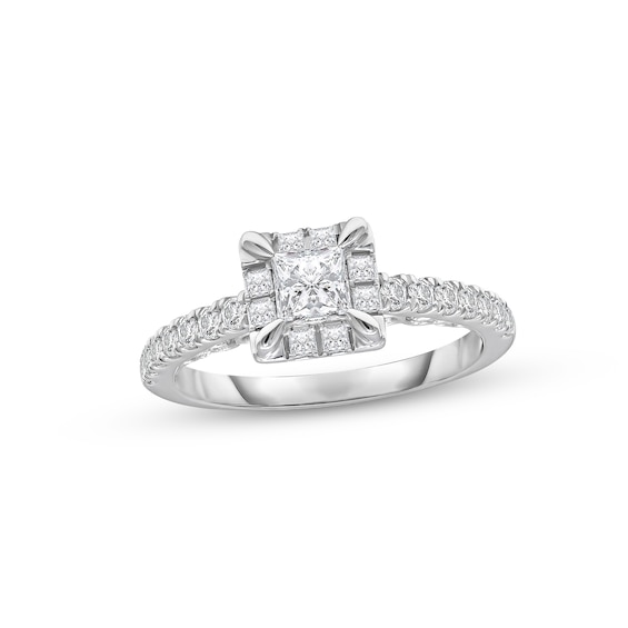 Previously Owned Diamond Engagement Ring 1 ct tw Princess & Round-cut 14K White Gold