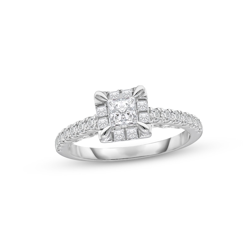 Previously Owned Diamond Engagement Ring 1 ct tw Princess & Round-cut ...