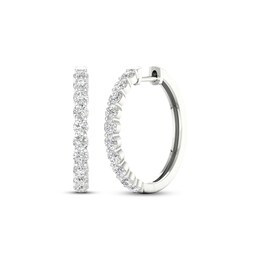 Previously Owned KAY Lab-Grown Diamonds Hoop Earrings 2 ct tw Round-Cut 14K White Gold