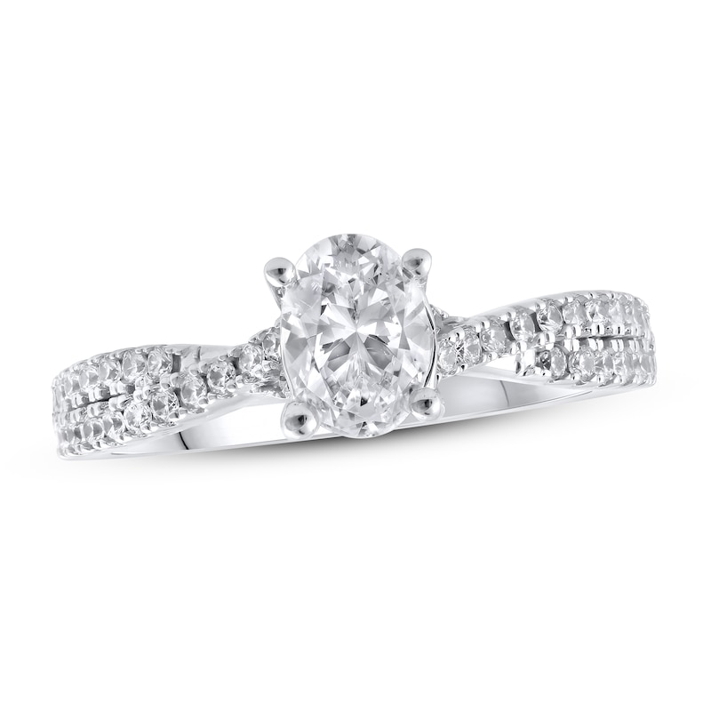Main Image 1 of Previously Owned Lab-Grown Diamonds Oval-Cut Engagement Ring 1-1/4 ct tw 14K White Gold