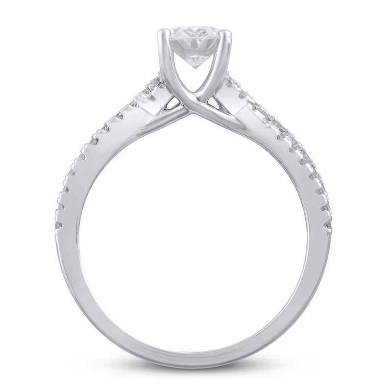 Main Image 3 of Previously Owned Lab-Grown Diamonds Oval-Cut Engagement Ring 1-1/4 ct tw 14K White Gold