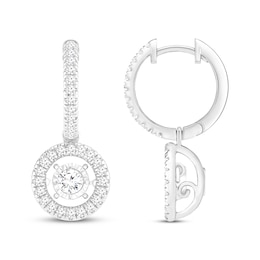 Previously Owned Unstoppable Love Lab-Grown diamond Dangle Hoop Earrings 1 ct tw 14K White Gold