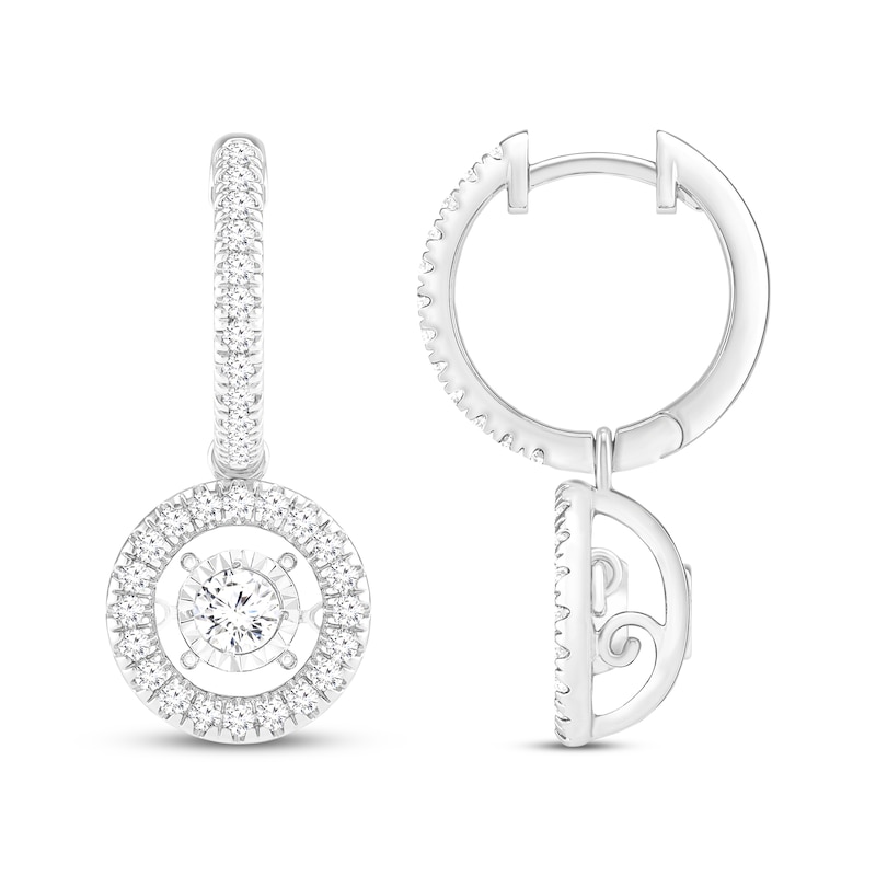 Main Image 1 of Previously Owned Unstoppable Love Lab-Grown diamond Dangle Hoop Earrings 1 ct tw 14K White Gold