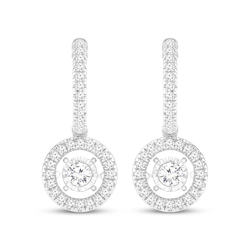 Main Image 2 of Previously Owned Unstoppable Love Lab-Grown diamond Dangle Hoop Earrings 1 ct tw 14K White Gold