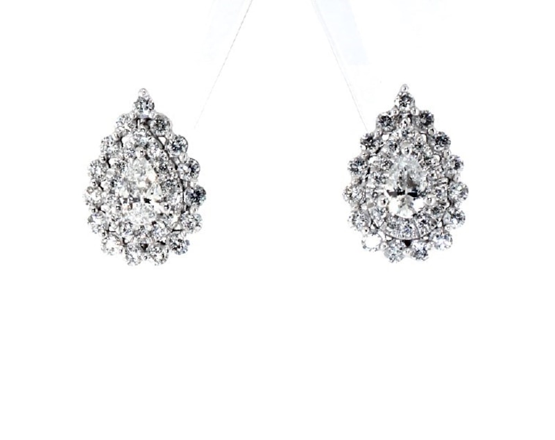 Main Image 1 of Previously Owned KAY Lab-Grown Diamonds Pear-Shaped Stud Earrings 1 ct tw 10K White Gold