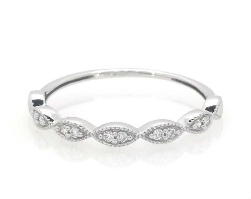 Main Image 1 of Previously Owned Lab-Grown Diamonds Vintage-Inspired Anniversary Ring 1/15 ct tw 10K White Gold