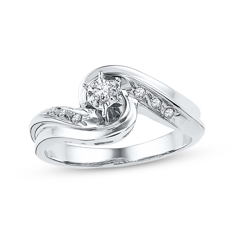 Main Image 1 of Previously Owned Diamond Promise Ring 1/10 ct tw Round-cut Sterling Silver