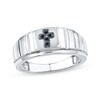 Thumbnail Image 1 of Previously Owned Men's Cross Ring 1/20 ct tw Black Diamonds 10K White Gold