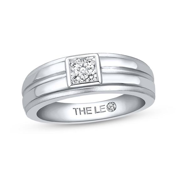 Previously Owned Men's Leo Diamond Wedding Band 1/4 ct tw Round 14K White Gold