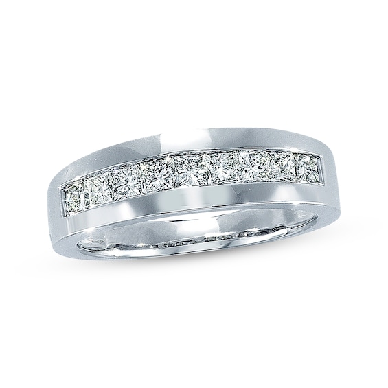 Previously Owned Men's Diamond Wedding Band 1-1/2 ct tw Square-cut 14K White Gold