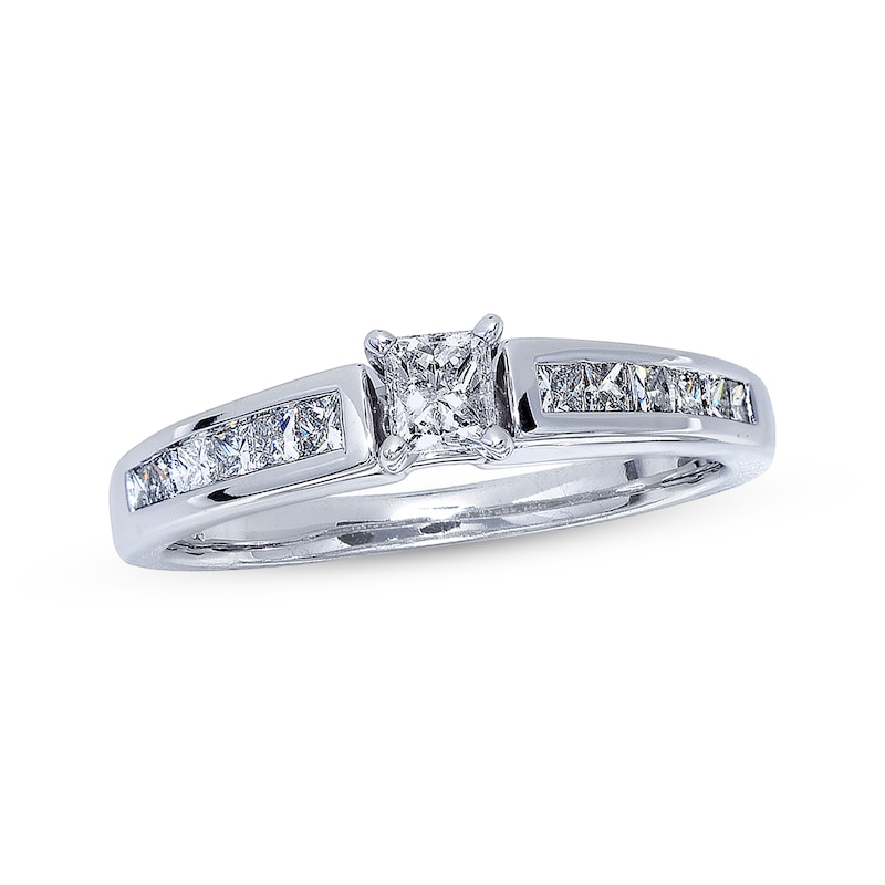 Main Image 1 of Previously Owned Diamond Engagement Ring 5/8 ct tw Princess-cut 14K White Gold